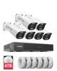 Picture of H.VIEW 8 Channels 4K HD Home Security Camera System, 6pcs 8mp POE Cameras Outdoor and 4K NVR Recorder, Two-Way Audio, Human Body Detection, Smart Dual Illumination，4TB HDD Preinstalled