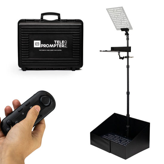 Picture of TELEPROMPTER PAD iPresent PRO Portable Presidential Teleprompter for iPad Tablet & Monitor with Remote Control, Hardcase & APP, Live Events Public Speaking & Conference, Speech Prompter Stage Autocue