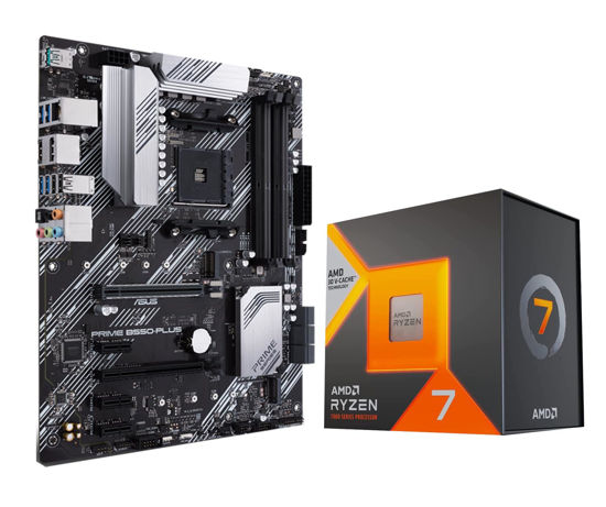 Picture of Micro Center AMD Ryzen 7 5800X3D 8-Core 16-Thread Desktop Processor with AMD 3D V-Cache Technology Bundle with ASUS Prime B550-PLUS AM4 DDR4 ATX Motherboard