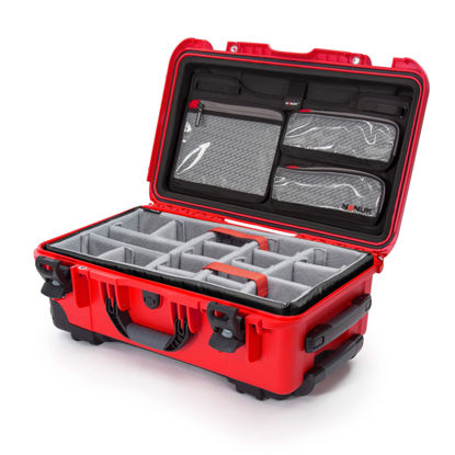 Picture of Nanuk 935 Pro Photo Kit - Waterproof Carry-On Hard Case with Lid Organizer and Padded Divider & Wheels, Red