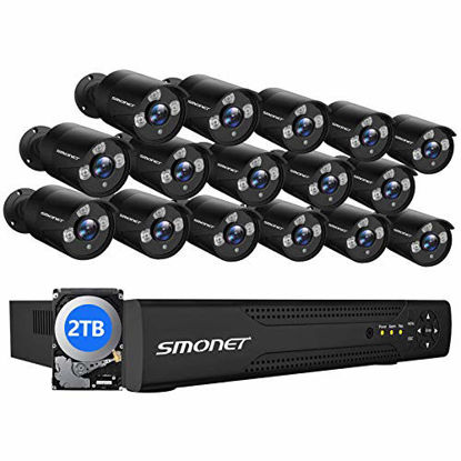 Picture of ?More Stable? SMONET 16 Channel Video Surveillance System,5-in-1 5MP Security Camera Systems(2TB Hard Drive),16pcs 1080P Indoor Outdoor Home Security Cameras,DVR Kits with Night Vision,Remote View