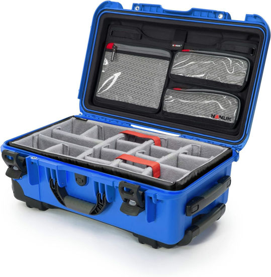 Picture of Nanuk 935 Pro Photo Kit - Waterproof Carry-On Hard Case with Lid Organizer and Padded Divider & Wheels, Blue