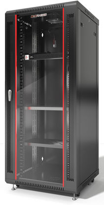 Picture of Server Rack - 27U Wall Cabinet - Wall Mount Rack Enclosure with Fans - Audio Rack - Network Rack - 24 Inch Depth AV Cabinet - with Casters - PDU - Shelf - Locking Cabinet - Black (27U 24"X24"X51")