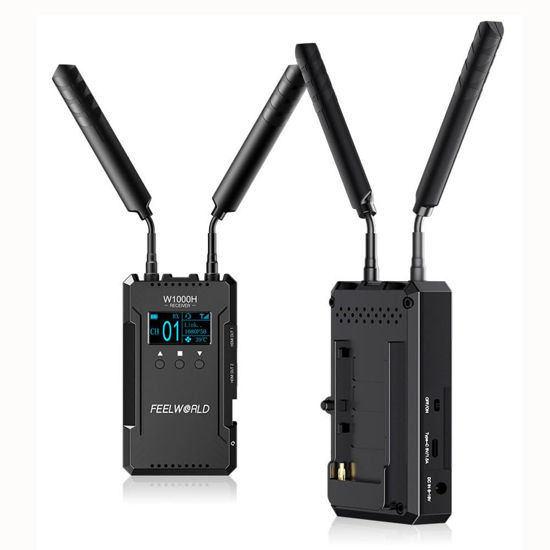 Picture of FEELWORLD W1000H Wireless Video Transmission System Dual HDMI Transmitter and Receiver 1000FT Transmission Range 0.08S Low Latency Full Duplex Intercom Live Streaming Real Time APP Monitoring