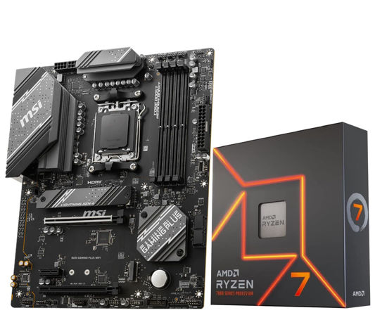 Picture of AMD Ryzen 7 7700X CPU Processor Bundle with MSI B650 Gaming Plus WiFi Gaming Motherboard(AM5, ATX, DDR5, PCIe 4.0, Wi-Fi 6E), Sold by Micro Center