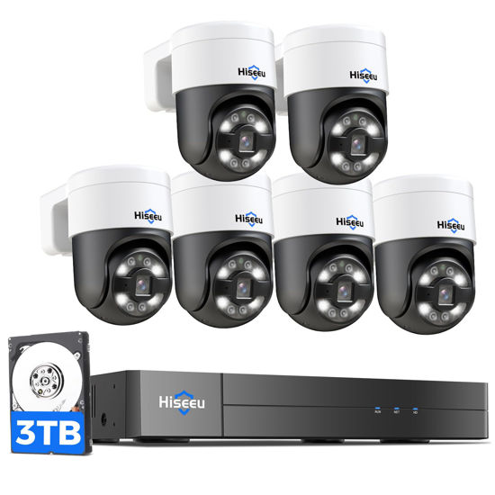 Picture of [300°Pan 90°Tilt+Human Tracking] Hiseeu 4K PoE PTZ Camera System,NVR Security Camera System w/6Pcs 5MP Wired Security Camera Outdoor&Indoor,2-Way Audio,Waterproof,7/24 Record for Home Surveillance