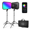 Picture of NEEWER 18.3" RGB LED Video Panel Light with App Control, 2 Pack Stand Kit, 360° Full Color/2500K~8500K/CRI97+/17 Scene Effects, 60W RGB168 Studio Lights for YouTube/Game Live Streaming/Photography