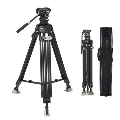 Picture of SmallRig AD-100 FreeBlazer Heavy-Duty Carbon Fiber Tripod System, 78" Video Tripod with One-Step Locking System, 360° Fluid Head and Dual-Mode Quick-Release Plate, Max Load 22 lbs for Camera -3989