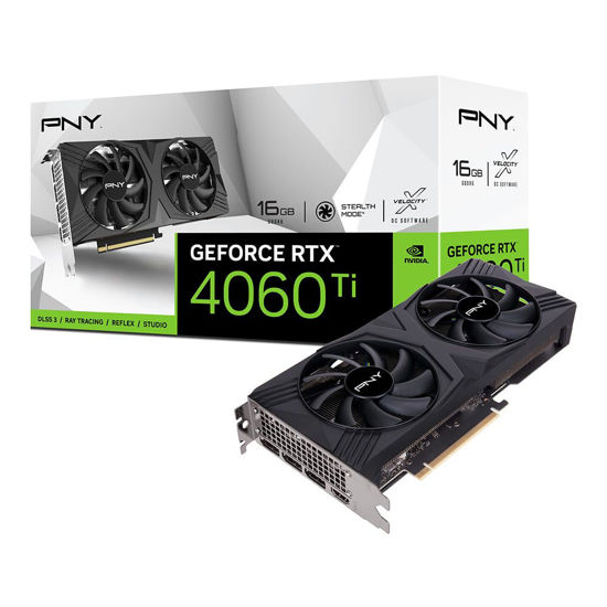 Picture of PNY GeForce RTX™ 4060 Ti 16GB VERTO™ Dual Fan Graphics Card DLSS 3 (128-bit, PCIe 4.0, GDDR6, HDMI/DisplayPort, Supports 4k, 2 slot)