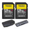 Picture of Sony 128GB UHS-II Tough G-Series SD Card Bundle (2-Pack) with Aluminum Type-C SD Card Reader Compatible with Up to 512GB Capacity Cards and Rugged Memory Storage Case (4 Items)