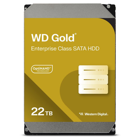 Picture of Western Digital 22TB WD Gold Enterprise Class SATA Internal Hard Drive HDD - 7200 RPM, SATA 6 Gb/s, 512 MB Cache, 3.5" - WD221KRYZ