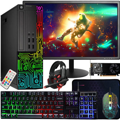 Picture of Dell Gaming OptiPlex Desktop RGB Computer PC, Intel Core i5, GeForce GT 1030 2GB GDDR5, 16GB RAM, 512GB SSD, 24 Inch HDMI Monitor, RGB Keyboard Mouse and Headset, WiFi, Windows 10 Pro (Renewed)