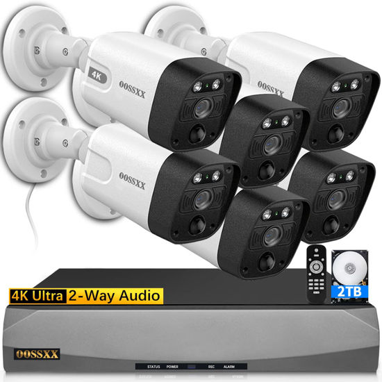 Picture of (4K/8.0 Megapixel & 130° Ultra Wide-Angle) 2-Way Audio PoE Outdoor Home Security Camera System Wired Outdoor Video Surveillance IP Cameras System