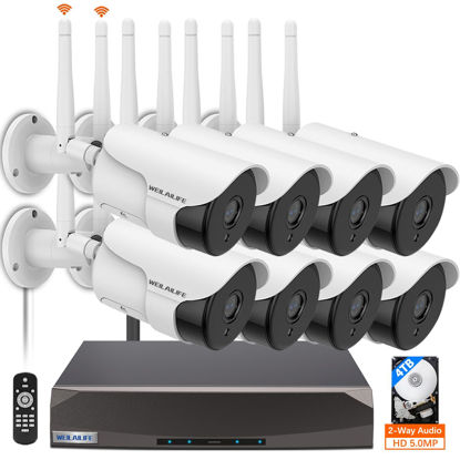 Picture of 【 90ft Super Night Vision & Dual Antenna Enhanced】 2-Way Audio Outdoor Wireless Security Camera System, WiFi Video Surveillance, Home Security Cameras NVR