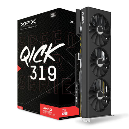 Picture of XFX Speedster QICK319 RX 7700 XT Black Gaming Graphics Card 12GB GDDR6 HDMI 3xDP, AMD RDNA 3 RX-77TQICKB9