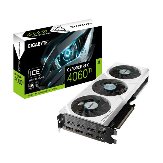 Picture of GIGABYTE GeForce RTX 4060 Ti Eagle OC ICE 8G Graphics Card, 3X WINDFORCE Fans, 8GB 128-bit GDDR6, GV-N406TEAGLEOC ICE-8GD Video Card