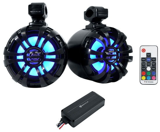 Picture of Rockville (2) 6.5" LED Black Tower Speakers+Bluetooth Amplifier for ATV/UTV/RZR