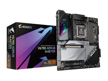 Picture of GIGABYTE X670E AORUS Master (AM5/ LGA 1718/ AMD X670E/ EATX/ 5 Year Warranty/ DDR5/ Quad M.2, PCIe 5.0/ USB 3.2 Gen2X2 Type-C/Intel WiFi 6E/ Intel 2.5GbE LAN/Q-Flash Plus/Gaming Motherboard)