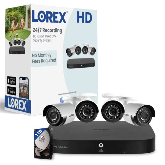 Picture of Lorex HD Security Camera System w/ 1TB DVR - 8 Channel Home Security System w/ 4 Analog Metal Bullet Cameras - Smart Motion Detection, Long Range IR Night Vision, Weatherproof Surveillance