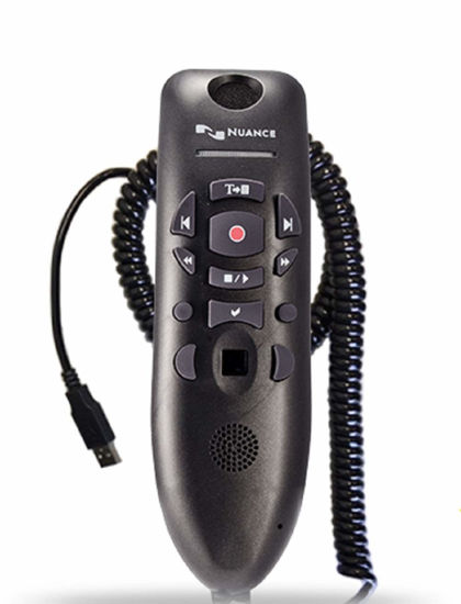 Picture of Nuance PowerMic III Microphone for Dragon, Coiled Cord (extends to 17 Ft), Dictate Documents and Control your PC - all by Voice, [PC Disc]