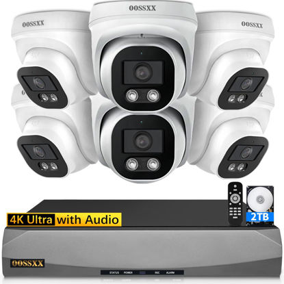 Picture of (4K/8.0 Megapixel & 130° Ultra Wide-Angle) with Audio PoE Dome Outdoor Home Security Camera System, Wired Outdoor Surveillance IP Cameras System