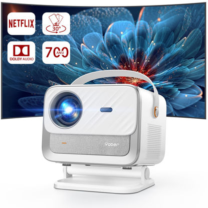 Picture of [Netflix Licensed/Dolby Audio] YABER V12 Projector with WiFi6 and Bluetooth 5.2, 700 ANSI 1080P Outdoor Movie Projector, 20W Speakers, Auto Focus & Keystone, Smart Home Theater Projector with Apps