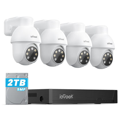 Picture of ieGeek PoE Security Camera System, 5MP Outdoor/Indoor PoE Cameras with 8CH NVR for Home Surveillance System, Wired PTZ Cam Kit w/Motion Sensor, 2-Way Audio, Color Night Vision,AI Detection,24/7 Record