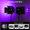 Picture of GVM 1000D RGB Led Video Light with 2 Softboxes, Photography Lighting Kit with Bluetooth Control, Full Color Video Lighting Kit with 18 Applicable Scenes, 2 Packs Led Light Panel for Video Shooting