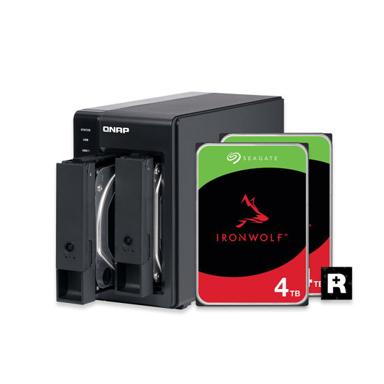 Picture of QNAP 2 Bay DAS with 4TB Storage Capacity, USB 3.2 Gen 2 Type-C, Preconfigured RAID 1 Seagate IronWolf HDD Bundle (TR-002-24ST-US)