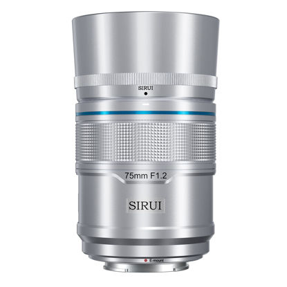 Picture of SIRUI Sniper 75mm Autofocus Lens, F1.2 Telephoto APS-C Camera Lens for A5 A6 A7 FX A9 ZV-E Series (E Mount, Silver)