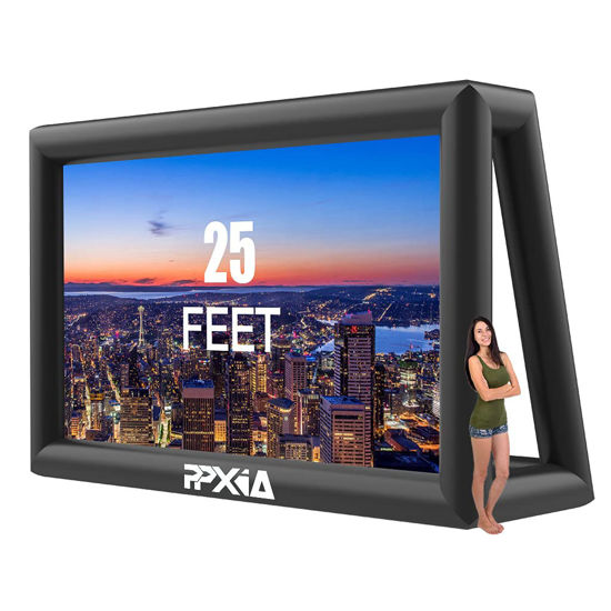 Picture of PPXIA Inflatable Movie Screen 25ft Outdoor Projector Screen with Air Blower, Supports Front and Rear Projection Blow Up Screen for Movie Nights Backyards Pool Party