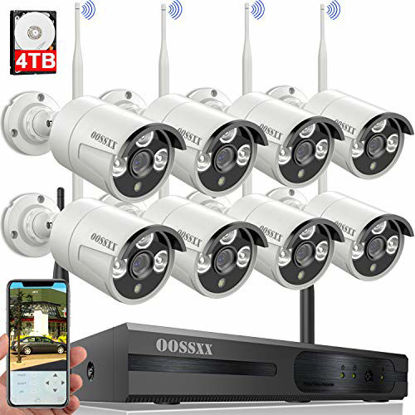 Picture of ?60 Days Storage? Wireless Security Camera System,OOSSXX 8 Channel NVR HD 1080P Home Surveillance WiFi Cameras Systems with 4TB Hard Drive,Best Wireless Remote DVR Kits for Small Business