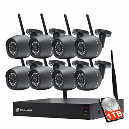 Picture of SDETER 8CH 1080P Wireless Security Camera System with 1TB Hard Drive, 8CH 1080P CCTV NVR,8PCS 1080P Indoor Outdoor WiFi Surveillance Camera, Night Vision, Plug and Play for Home Security