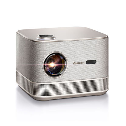 Picture of AURZEN BOOM 3 3-in-1 Smart 4K Projector with WiFi and Bluetooth, 3D DoIby Audio & 36W Speakers, Auto Focus & Keystone, Netflix Official 4K Supported 500 ANSI Home Outdoor proyector Gold