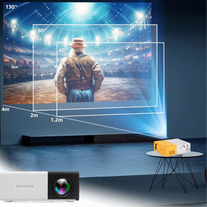 Picture of Mini Projector, 2024 New Portable Projector, Portable Automatic HD Projector, LED Outdoor/Indoor Movie Projector with 180-Degree Rotating Stand for Home Bedroom #