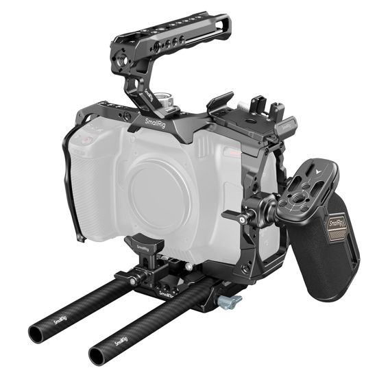 Picture of SmallRig Camera Cage Advanced Kit for Blackmagic Design Cinema 6K, Only for BMCC 6K, with Top Handle, Rotating Side Handle, SSD Bracket, Cable Clamp, Lens Mount Adapter, 15mm Rods and Baseplate - 4575