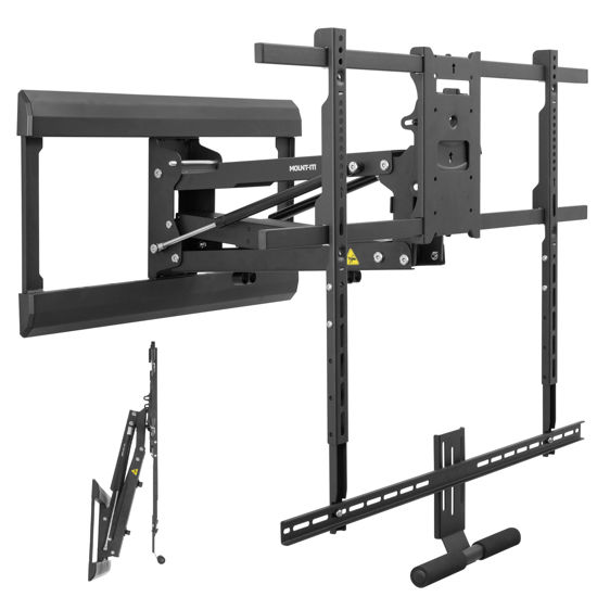 Picture of Mount-It! Fireplace Mantel TV Wall Mount, Above Fireplace Drop Down TV Mount, Pull Down TV Mantle Mount with Spring Assist, TV Sizes 65-85 inches with VESA from 100x100 to 800x500, max 110 lb Weight