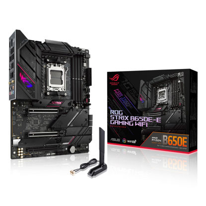 Picture of ASUS ROG Strix B650E-E Gaming WiFi AM5 (LGA1718) Ryzen 7000 Gaming Motherboard(16+2 Power Stages,DDR5,4X M.2 Slots, PCIe® 5.0, WiFi 6E, 2.5G LAN,USB 3.2 Gen 2x2 Type-C® Rear I/O Port, Aura Sync RGB)