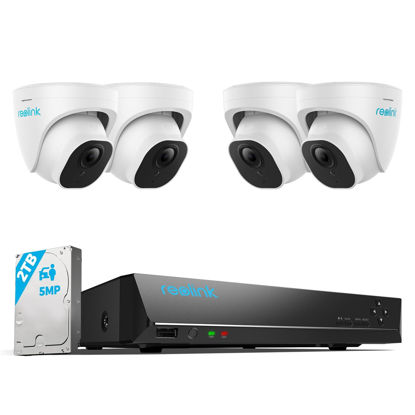 Picture of REOLINK Smart 5MP 8CH Home Security Camera System, 4pcs Wired 5MP PoE IP Cameras Outdoor with Person Vehicle Detection, 4K 8CH NVR with 2TB HDD for 24-7 Recording, RLK8-520D4-5MP