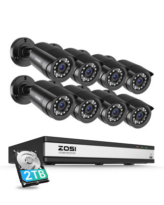 Picture of ZOSI 3K Lite 16CH Security Camera System with AI Human Vehicle Detection,Night Vision,8pcs Wired 1080P Outdoor Indoor Weatherproof Cameras,H.265+ 16 Channel CCTV DVR with 2TB HDD for 24/7 Recording