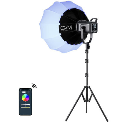 Picture of GVM 150W RGB Video Light Kit, 2700K~7500K Bi-Color LED Video Light Photography Studio Lighting Kit with Lantern Softbox & Stand, Continuous Output Lighting Kit with 8 Lighting Effects, CRI 97+