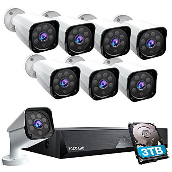 Picture of 8CH 1080P Security Camera System with 3TB Hard Drive Home Outdoor Lite Wired DVR Security Surveillance Cameras IP66 Weatherproof CCTV Camera, 100ft Night Vision,Motion Email Alert, Remote Access