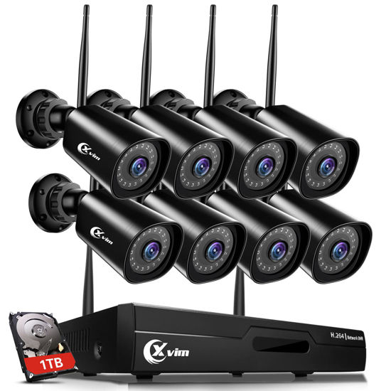 Picture of XVIM 3MP Wireless Security Camera System, 8CH NVR System 1TB HDD with 8pcs Outdoor Night Vision Surveillance Camera,IP66 Waterproof 24/7 Motion Record