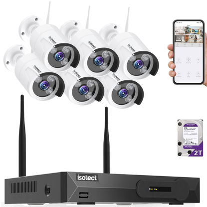 Picture of ISOTECT [Newest Strong Version WiFi] Wireless Security Camera System,8CH Full HD 1080P Video Security System, 6pcs Outdoor/Indoor IP Security Cameras, 65ft Night Vision and Easy Remote View, 2TB HDD