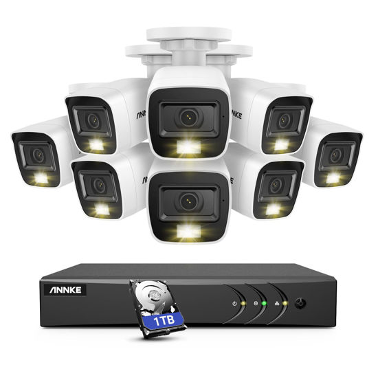 Picture of ANNKE Home Wired Camera Security System with Audio, 8CH 3K Lite H.265+ AI DVR with 1 TB Hard Drive and 8 X 1080P IP67 Weatherproof Cameras with Dual Light, Human/Vehicle Detection, Color Night Vision