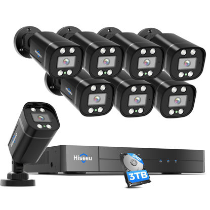 Picture of [3TB HDD] Hiseeu 3K 8ch Wired Security Camera System with Vehicle/Human Detection Home CCTV Camera System w/8pcs Security Cameras 5MP H.265+ DVR Outdoor&Indoor,Remote Access,Night Vision,24/7 Record