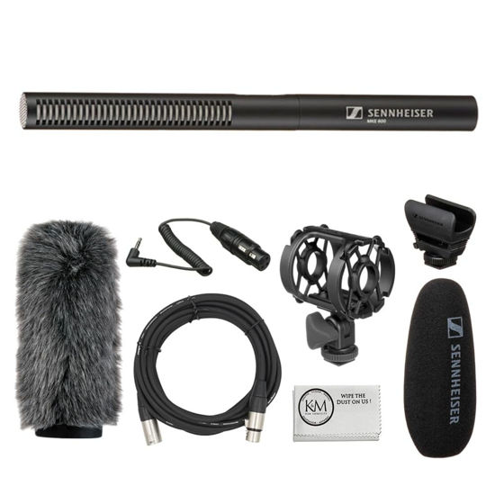 Picture of Sennheiser MKE 600 Shotgun Microphone Bundled with Universal Shockmount + Windshield for Shotgun Microphones + 20-Feet XLR Microphone Cable + Cleaning Cloth (5 Items)