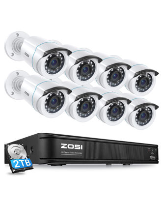 Picture of ZOSI 1080P H.265+ Home Security Camera System with AI Human Vehicle Detection, 5MP 3K Lite 8 Channel CCTV DVR Recorder with 2TB Hard Drive and 8 x 1080p Surveillance Bullet Camera Outdoor Indoor