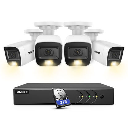 Picture of ANNKE 8CH 3K Security Camera System with Audio/Mic, 3K Lite Surveillance AI DVR and 4 x 3K 5MP 2960*1665 CCTV Camera with Dual Light, Human/Vehicle Detection, IP67, Color Night Vision, 2TB Hard Drive