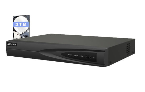 Picture of HIK 8CH 4K NVR DS-7608NI-Q1/8P 8CH PoE 8MP 4K Network Video Recorder NVR with Built-in PoE Ports for IP PoE Network Cameras H.265 1xSATA Compatible with Hikvision Hik-Connect APP (2TB HDD)